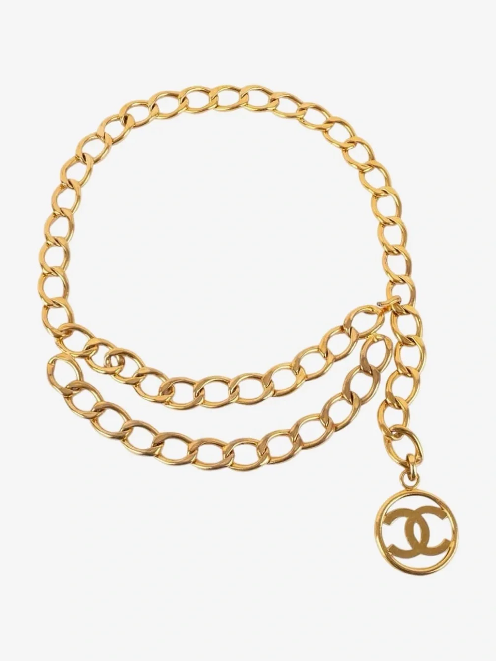Authentic CHANEL gold plated chain belt big CC charm 92cm long